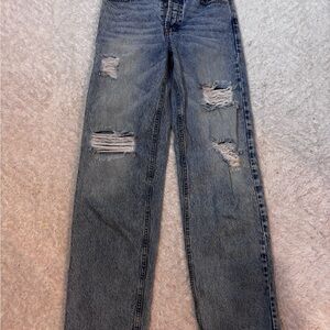 REVICE Distressed Denim Straight Leg Jeans